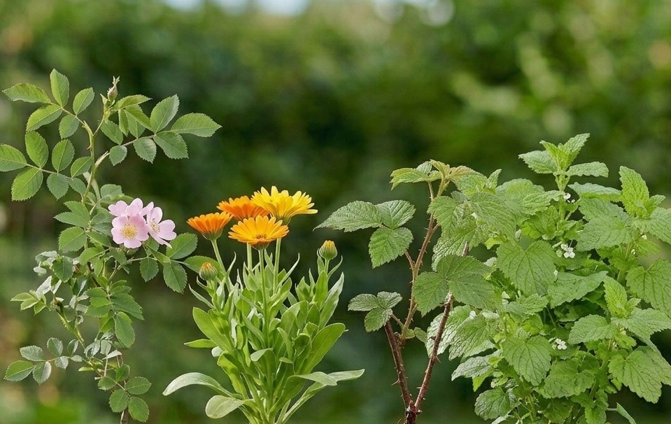 THE TEA GARDEN Botanical Plant Kit: Wild Raspberry, Chamomile, Lemon Balm, Dog Rose & Calendula